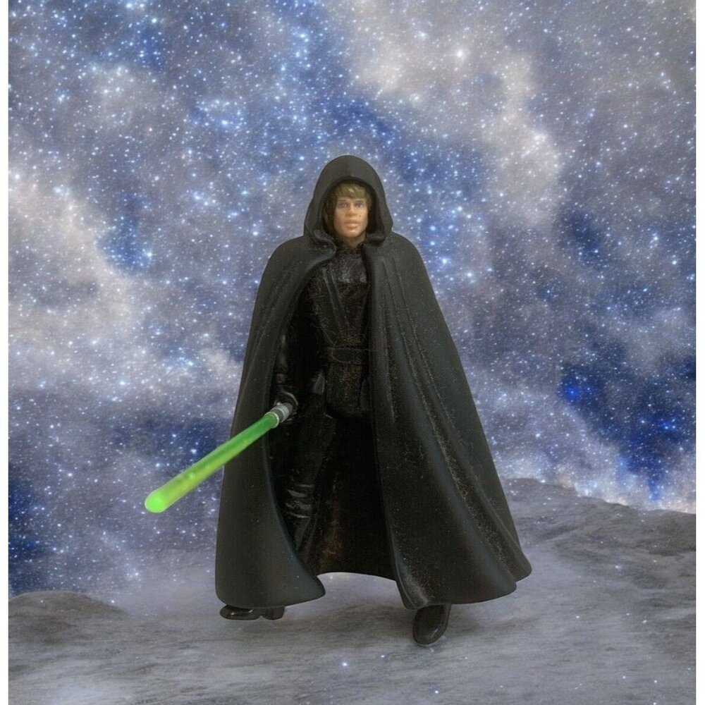 Star Wars Luke Skywalker Jedi Knight Figure w/ Cloak & Lightsaber 1990s VTG